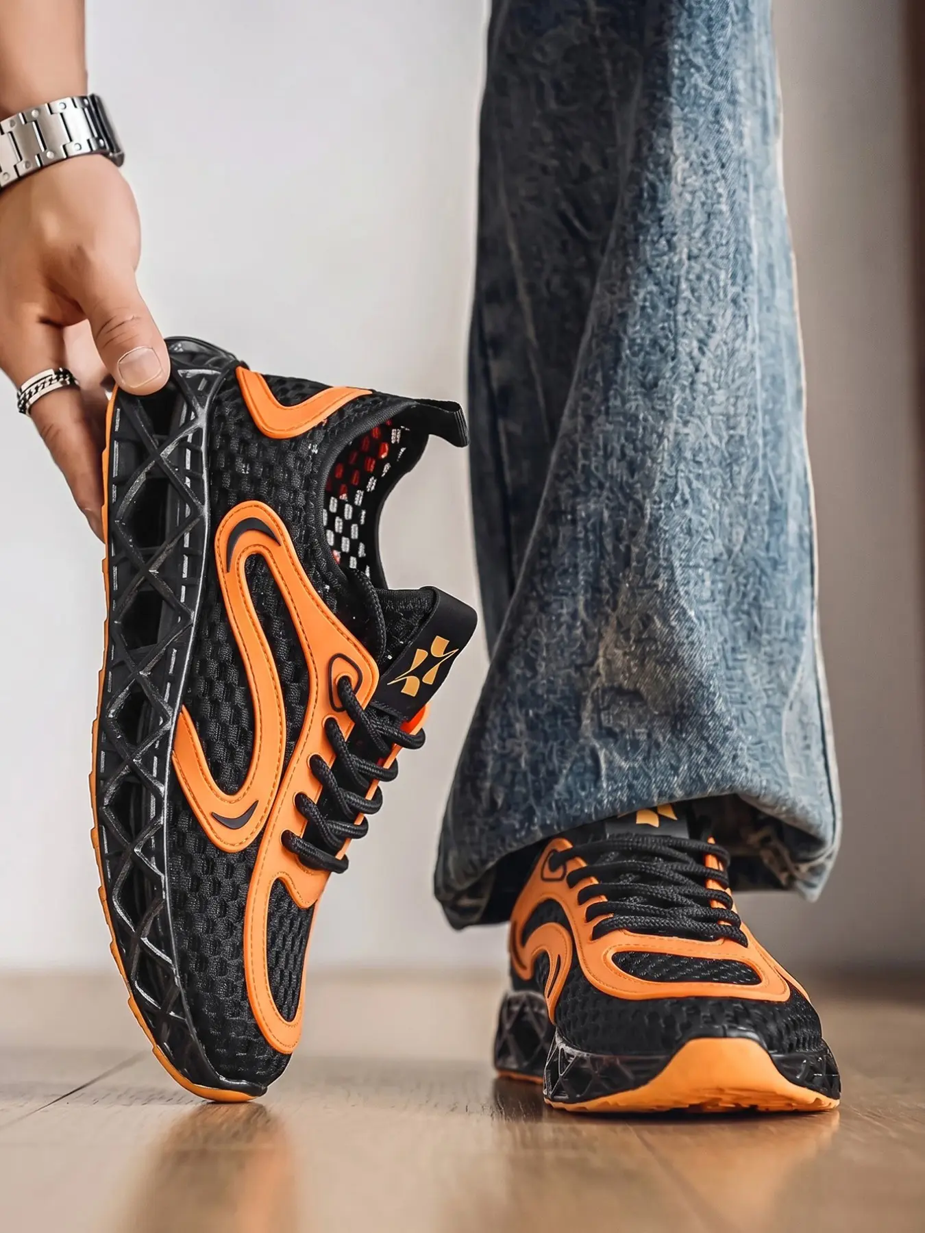 Waterproof Hiking Shoes, Quick-Dry Large Mesh Design, Breathable Hollow-Out Sports Shoes, Waterproof Hiking Sneakers, Ideal for Outdoor Activities