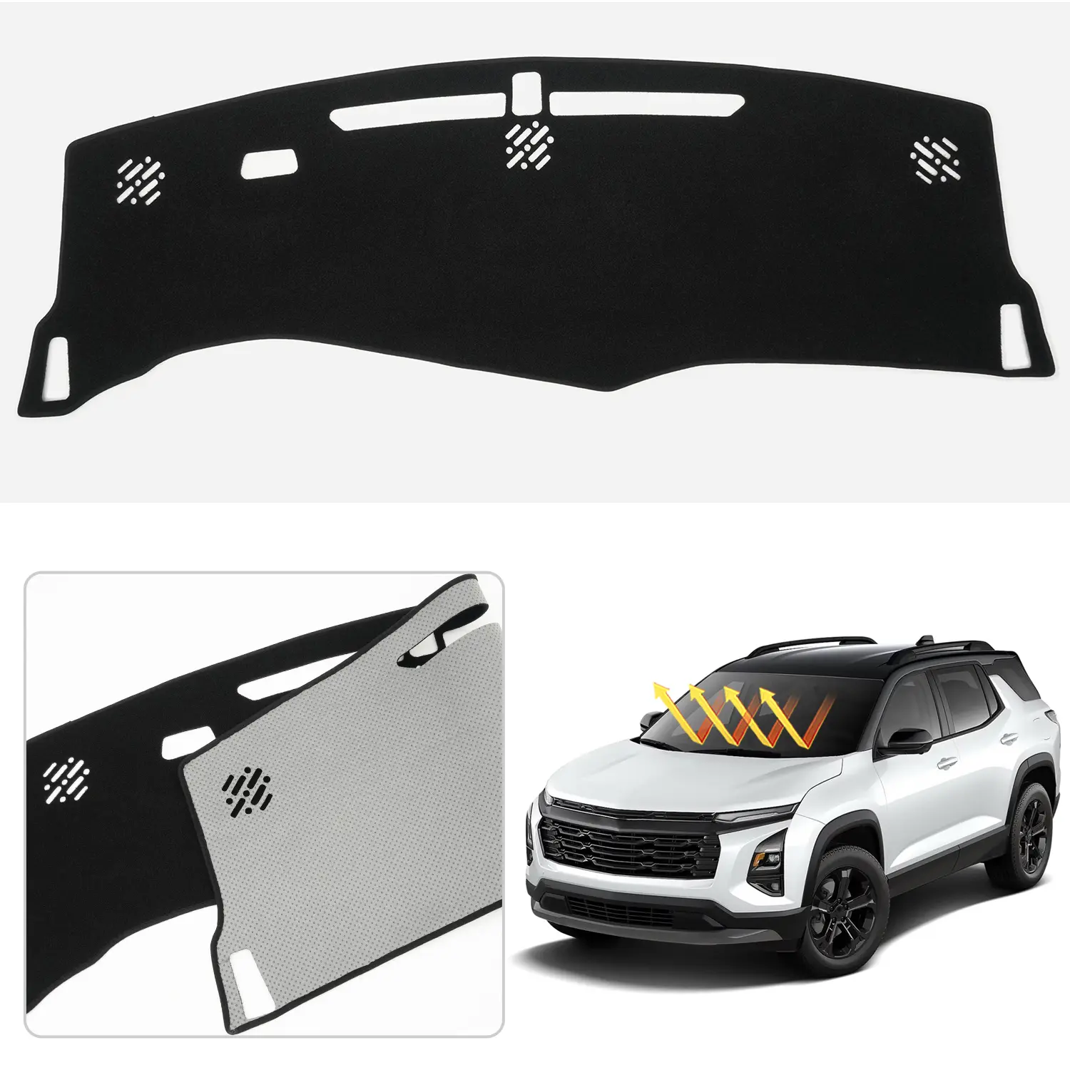 2025-2026 Chevy Equinox (Not fits for Equinox EV) Dashboard Cover Polyester Non-Slip Protector Custom Fit UV Protection Black