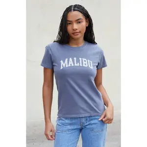 John Galt Women's Navy Chloe Malibu Embroidered T-Shirt - Multicolor