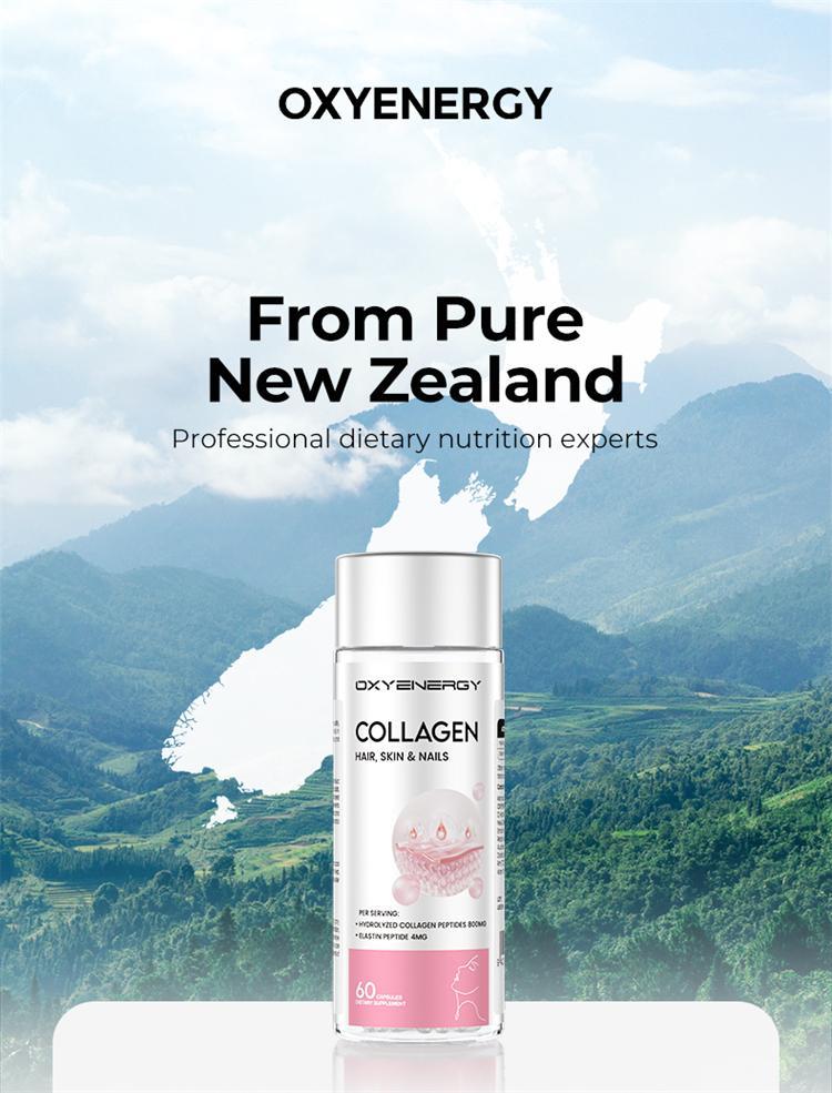 Oxyenergy Marine Collagen Beauty Capsules, for Skin, Hair, and Nails, Dual Peptides, 60&180 capsules/bottle Vita Pink Multi collagen Edible Healthcare  Supplement Elastin Absorption Fitness Dietary Collagen