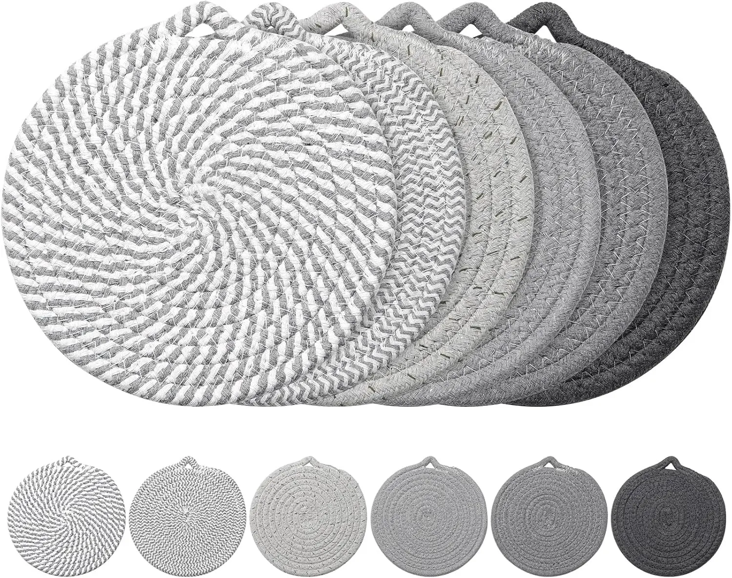 7" Trivets for Hot Dishes, 6 Pack Hot Pads for Kitchen Counter & Dining Table, Heat Resistant | Scratches | Stains Cotton Trivets for Hot Pots and Pans