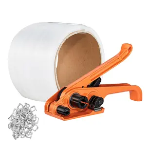 VEVOR Banding Strapping Kit with Strapping Tensioner Tool,  328 ft Length Woven Strapping Cord Band, 100 Metal Seals, Pallet Packaging Strapping Banding Kit, Banding Packaging Strapping for Packing