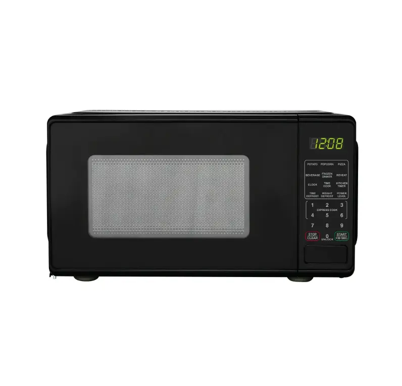 Black 0.7 Cu ft Countertop Microwave Oven, 700 Watts, Compact Design, Ideal for Cooking and Baking