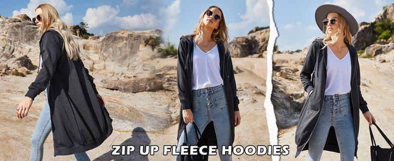 ZEAGOO Women Casual Zip up Fleece Hoodies Tunic Sweatshirt Long Hoodie Jacket Cotton Long Sleeve fitted striped knitwear ZEAGOO Women Casual Zip up Fleece Hoodies Tunic Sweatshirt Long Hoodie Jacket Cotton Long Sleeve fitted striped knitwear