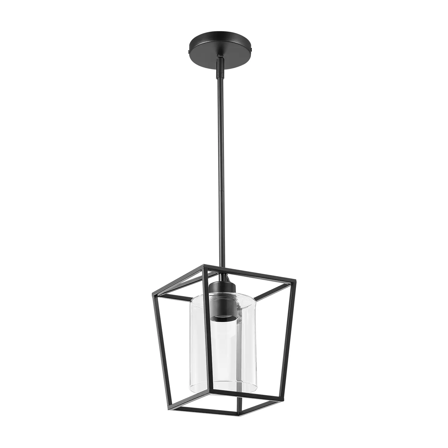 【Summerfinds】VEVOR 1-Light Black Pendant Light,1 PackFarmhouse Iron Cage Metal Pendant Lighting with Clear Glass ShadeAdjustable Height Hanging Ceiling Lighting for BedroomHallwayEntrywayKitchen