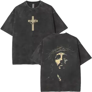 2025 Jesus Crown of Thorns Pattern T-Shirt, Christian Religious Apparel, Easter Streetwear, Athletic and Fitness Wear, Unisex Casual Everyday Wear, Religious Gift, 24-hour delivery – a perfect gift for family parties.
