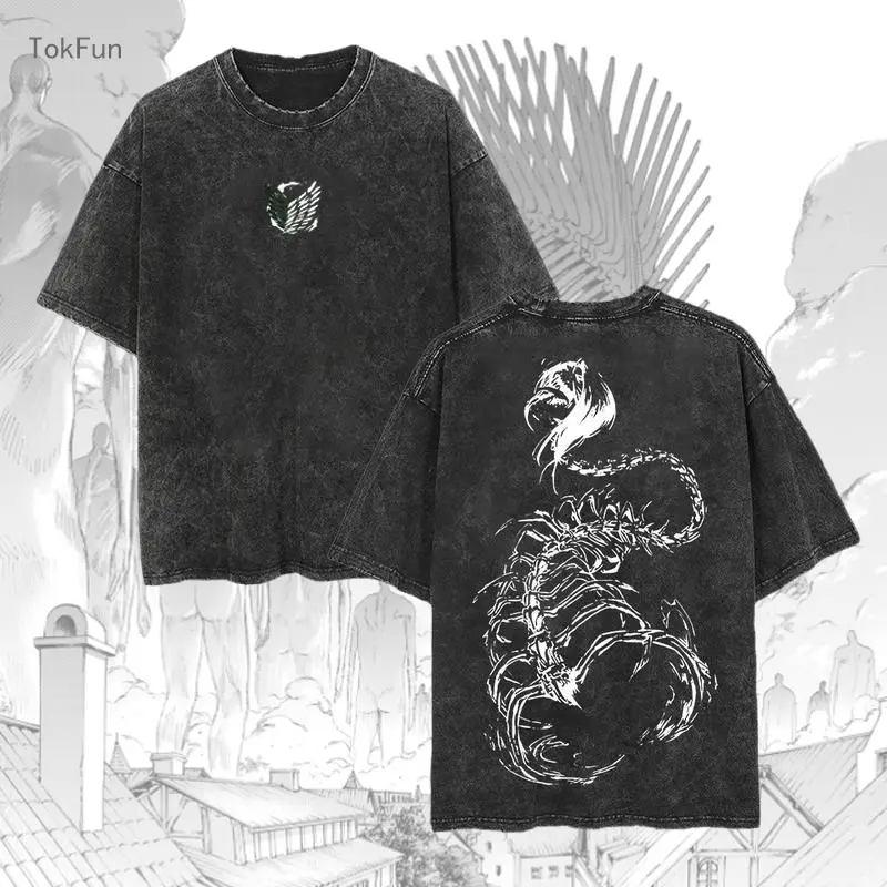 AoT "The Founding Titan" Eren Jeager Heavy Weight Tee Attack on Titan Anime Manga Vintage Oversized Washed Cotton T-shirt, Unisex Menswear Top