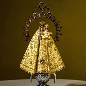 Virgen de la Caridad del Cobre Traditional Representation 15 cm Resin Figurine High-Quality Detailed Iconic Devotion Beauty Religious Home Decor