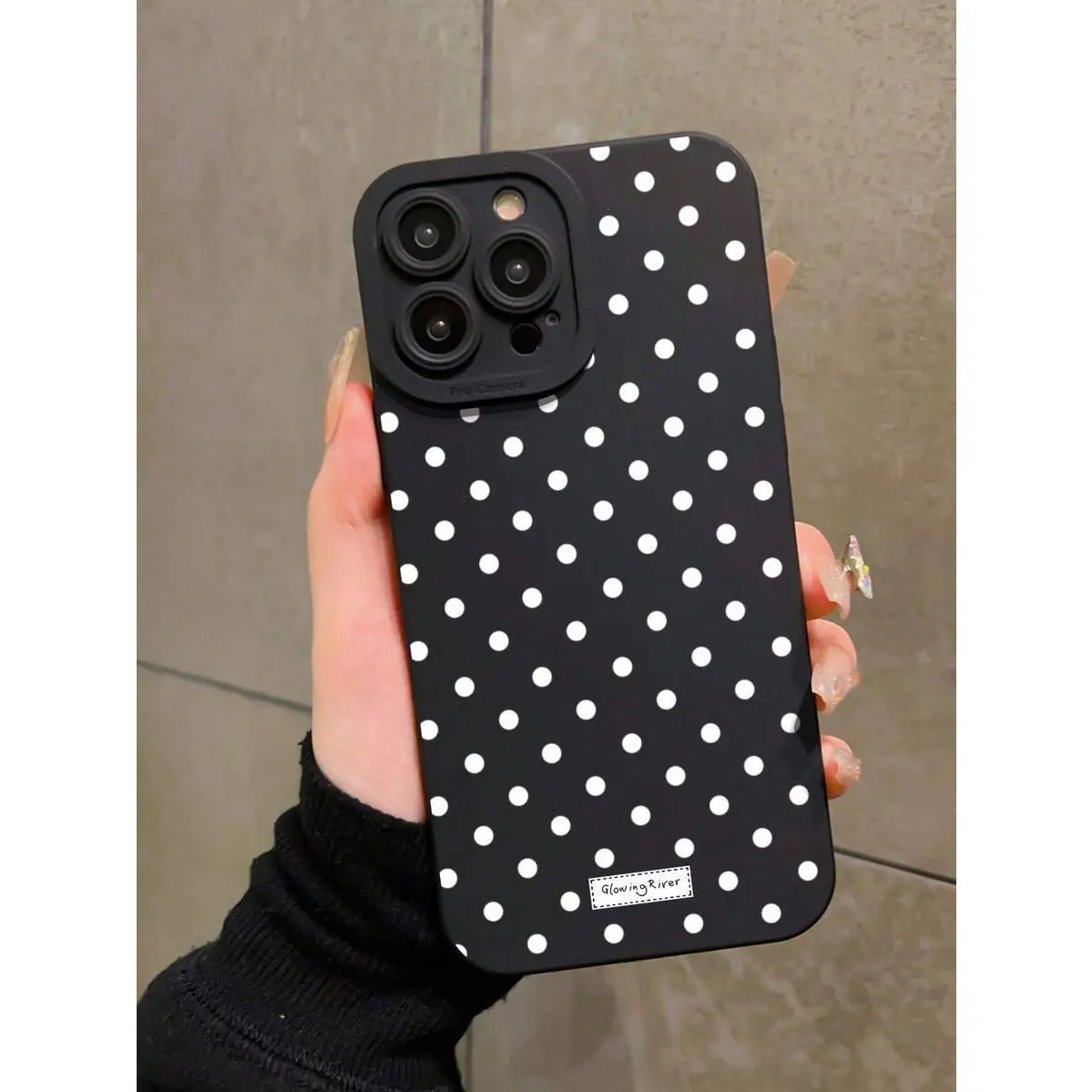 1pc Black with White Polka Dots Soft TPU Cover - Shockproof Multi-Model Mobile Phone Case, Accessory for iPhone 7P/8Plus/XR/XSMAX/11/12/13/14/15/16 Series, Iphone 15, Soft Cover