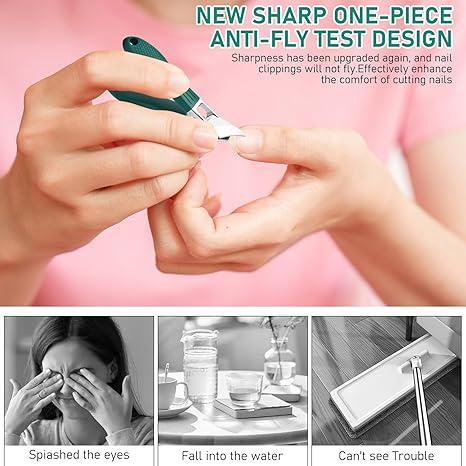 Eagle Beak Beveled Nails Clippers, 3-Piece Sets of Wide Jaw Opening Anti-Splash Slanted Nail Clipper, Oblique Ingrown Toenails Clipper, for Thick Nails and Ingrown Care