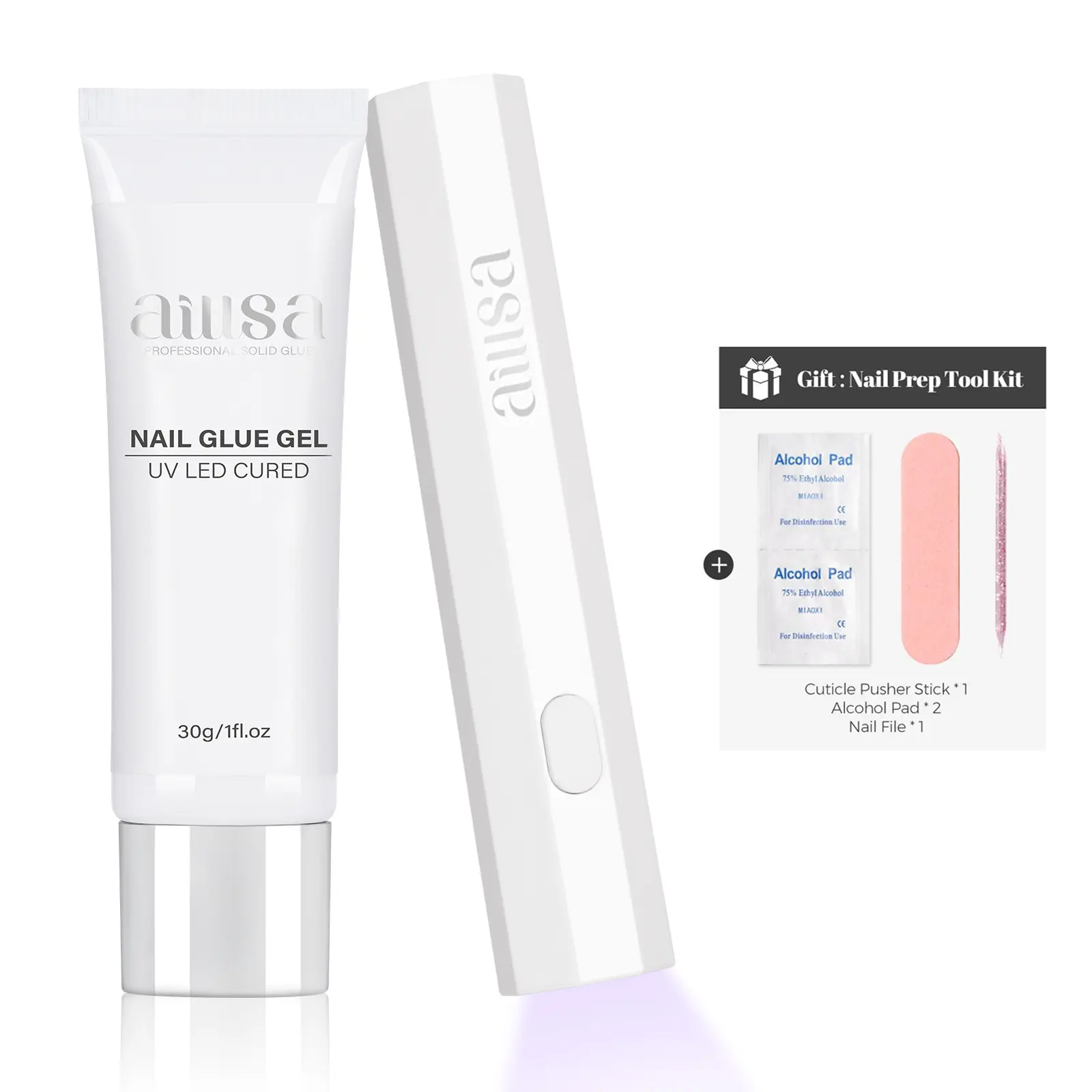 30g Nail Glue+White Handheld UV Lamp