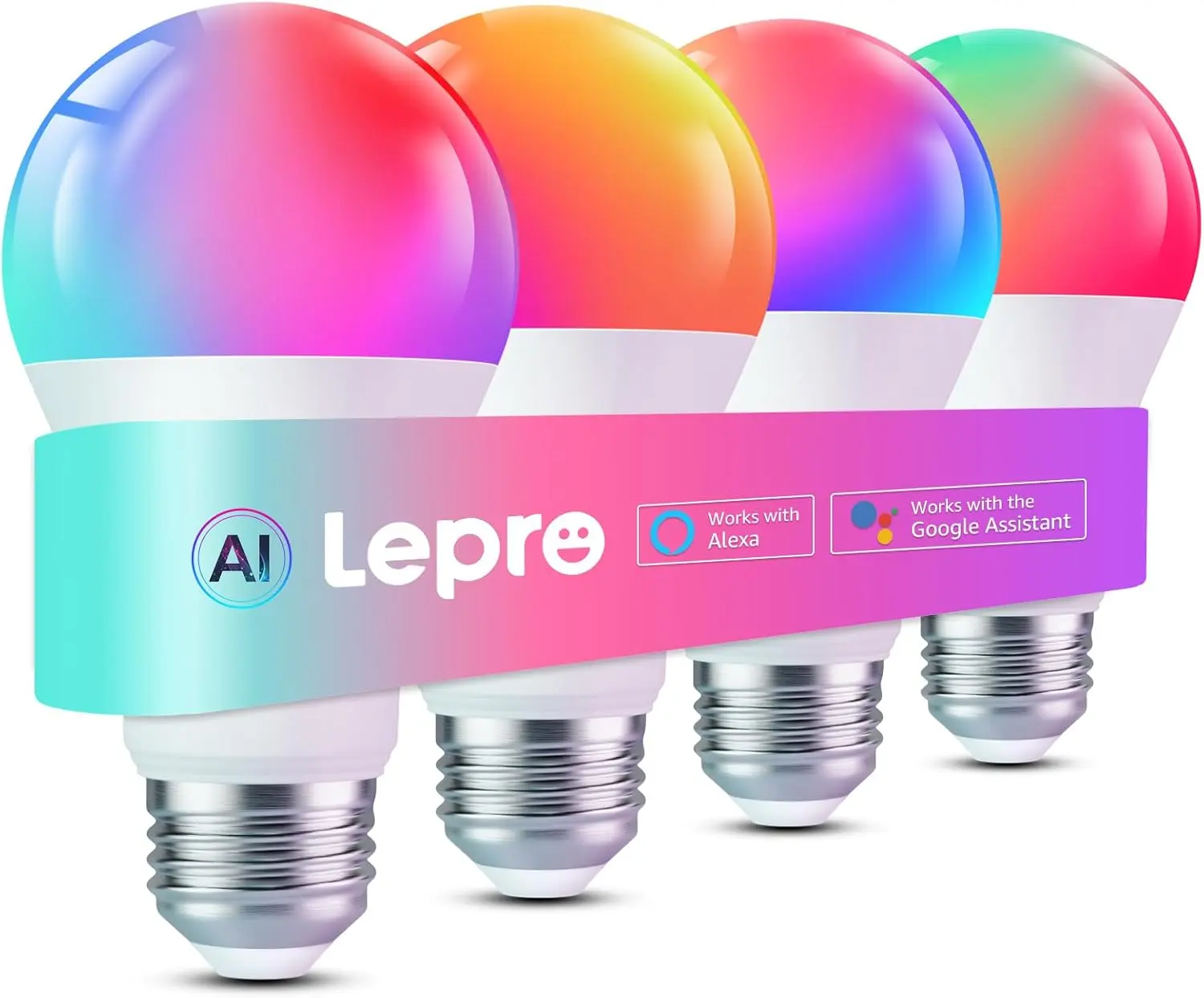 LEPRO B2 Smart LED Light Bulbs - 1100LM 2.4GHz WiFi & Bluetooth RGBWW Color Changing Bulb, Voice-Controlled via Alexa & Google Assistant, Music Sync, for Home Decor, Cool Room Decor, Led Lights Bedroom, Cool Tech Gadgets, Aesthetic Room Decor