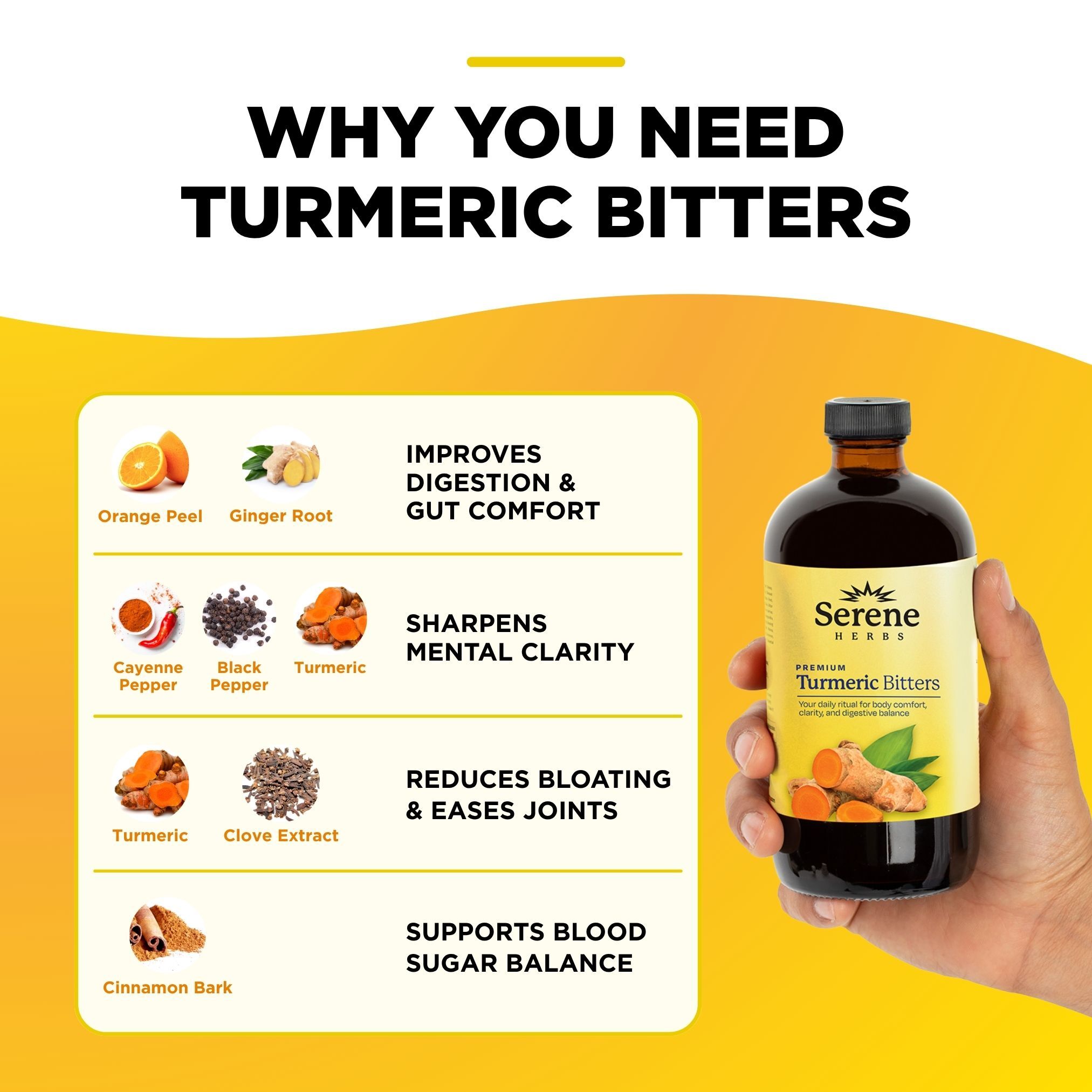 Serene Herbs: Organic Turmeric Bitters Supplement Edible