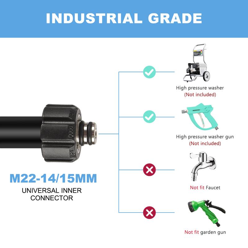 15M/50FT High Pressure Washer Hose Anti-Kink, Blue/Purple 4400 PSI Flexible Kink Resistant Power Washer Hose Replacement, 1/4" Quick Connect Pressure Hose Extension, Compatible with M22 Fittings