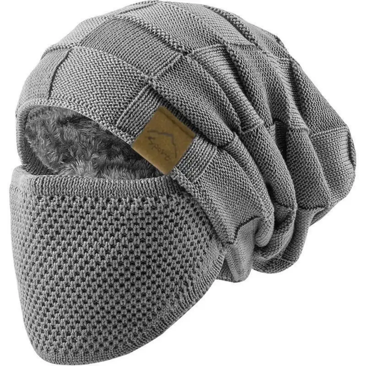Unisex Knitted Fabric Beanie & Mask Set for Adults - Casual Lightweight Neck Gaiter Hats with Full Ear & Neck Protection, for Cold Weather Daily Commutes, Outdoor Activities, 21%-30% Inclusive Discount backtoschool