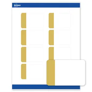 Avery Printable Rectangle Labels, 2" x 3", Matte White, Pre-printed Dipped Gold Edge Design, Sure Feed Technology, Laser & Inkjet Compatible, 160 Total