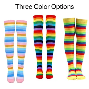 Rainbow Stripe Pattern Socks from the Sock Panda (Thigh High) - 3 Pack Soft Spandex