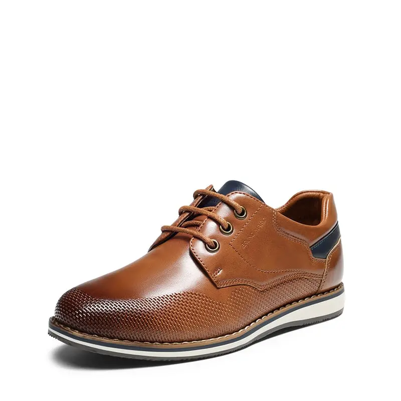 BRUNO MARC Boys' Textured PU Oxfords - Faux Leather Walking Shoes with Cushioned Insole, Soft PU Upper, Grip Sole, Closed-Toe Design for School & Wedding, Synthetic Flat Footwear (10-11 Years)