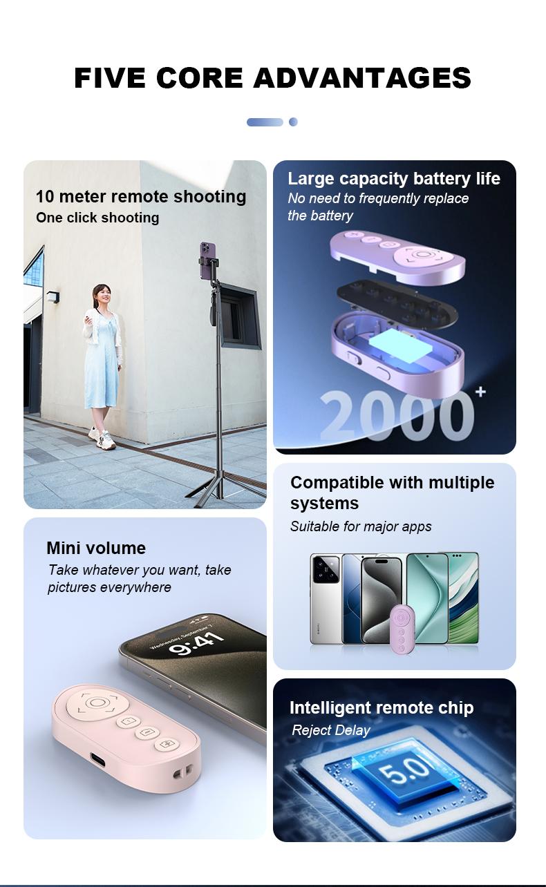 MGALL Wireless Mini Remote Control 2025 New Page Turner & TikTok Video Scroller, Remote for Camera & Video Recording, Compatible with iOS & Android Phones