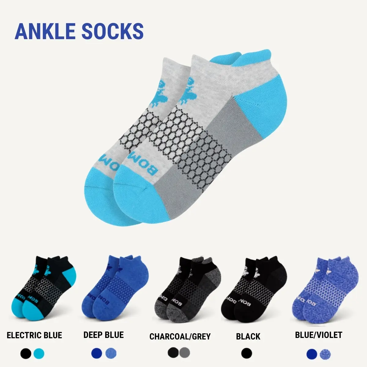 2/3/5 Packs BOMBA Women’s Originals Ankle Socks, Soft Moisture Wicking Cotton, Seamless Toe & Honeycomb Arch Support