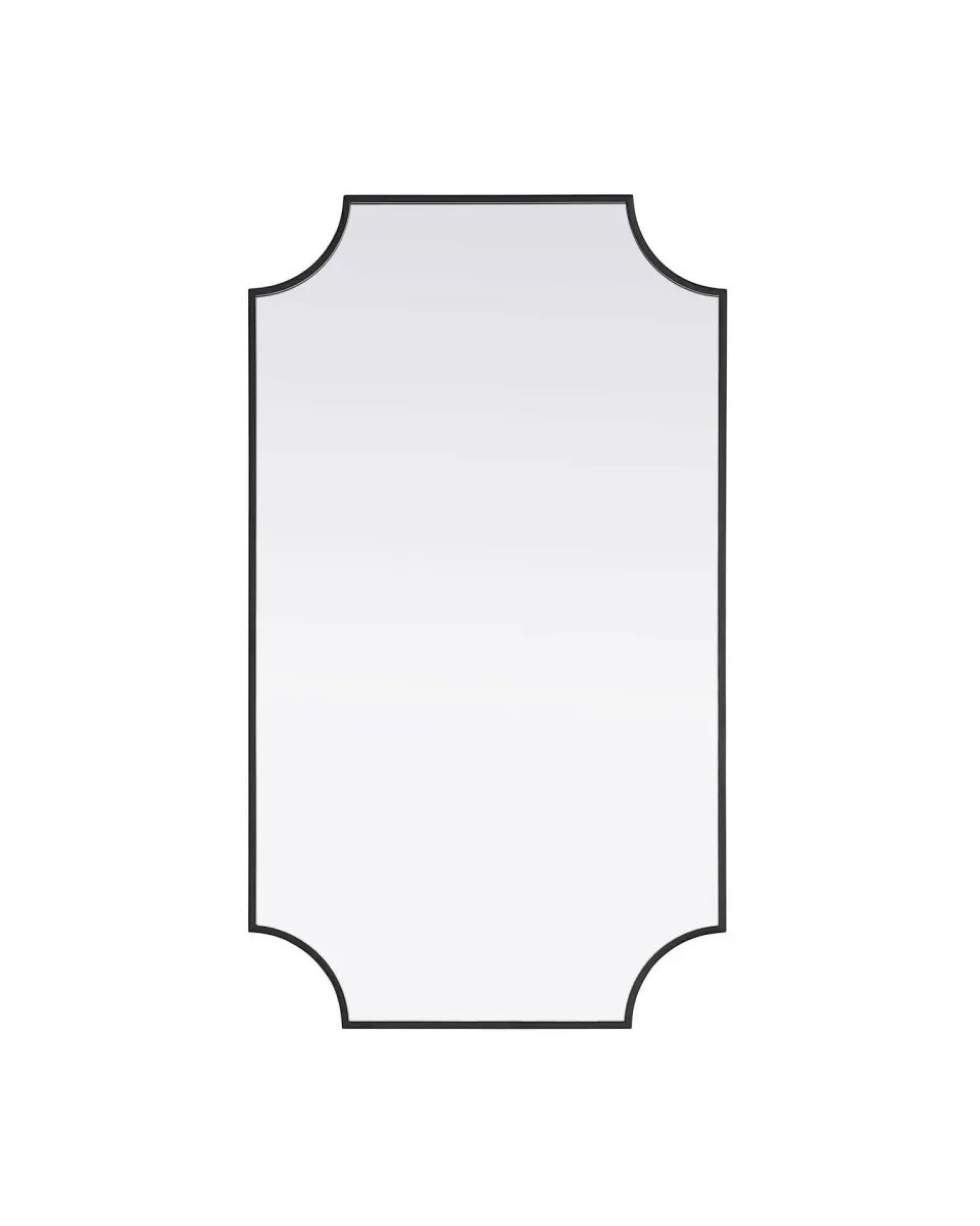 Elegant Kitchen & Bath MR3D2442BLK 24 x 42 in. Rectangle Notched Metal Mirror, Black