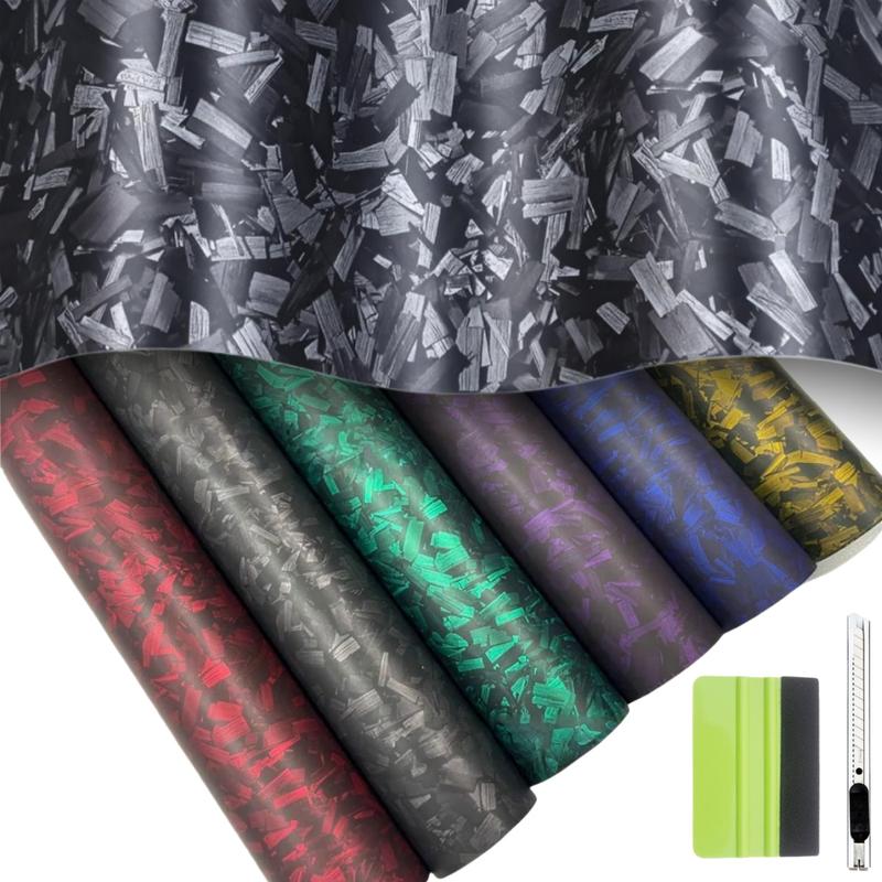 60" x 12" Car Body Vinyl Film Wrap Sticker With Tool Set, 5FT x 1FT Car Wrap Vinyl Roll with Air Release - Air Bubble Free (7D Matte Carbon Fibre)