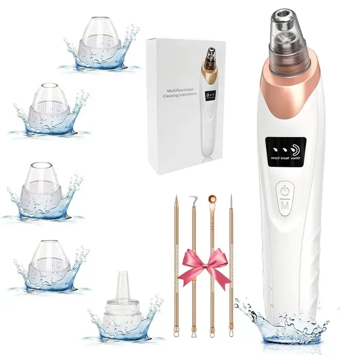 Blackhead Remover Pore Vacuum, USB Rechargeable Blackhead Extractor, Multifunctional Facial Pore Cleaner-3 Suction Levels, 5 Probes,4 Acne Needle Tools, Facial Cleansing Instrument