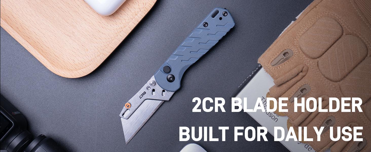 CJRB Boxer Folding Utility Knife, Quick Change Blade, Button Lock EDC Pocket Knife with G10 Handle, Mutitool Pocket Knife Includes 10PCS Total Blades for Everyday carry, Outdoor Camping and reusable foldable tool, lightweight tools, survival gear