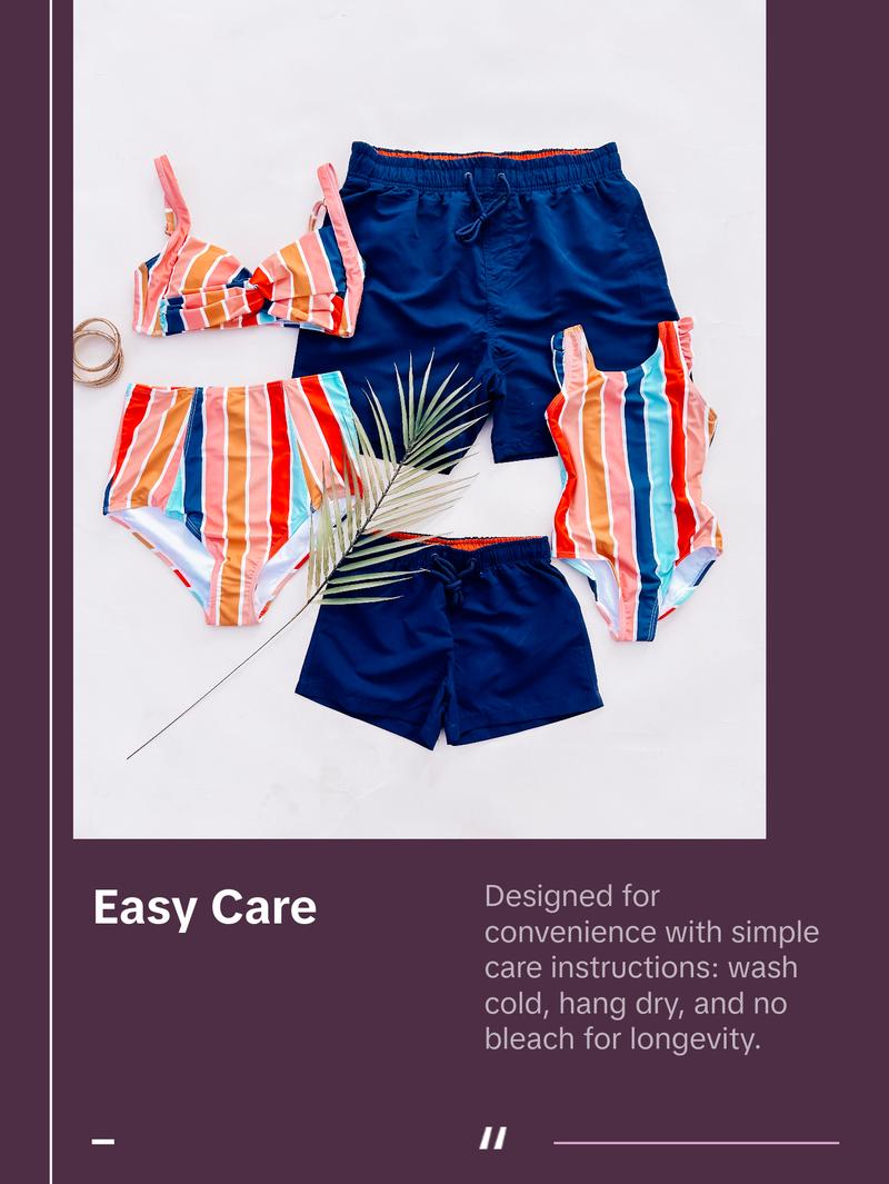 Family matching swimwear, family summer swimwear, Multi Striped Family Matching Swimwear