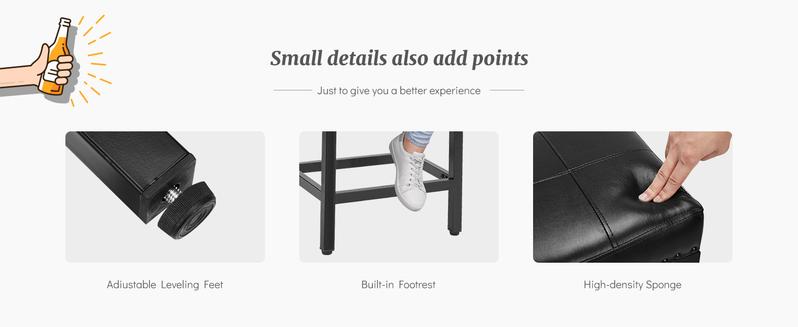 Furnest Set of 2 Bar Stools, 24 Inch Counter Height Saddle Stools, Modern Kitchen Barstools with Metal Base & PU Leather