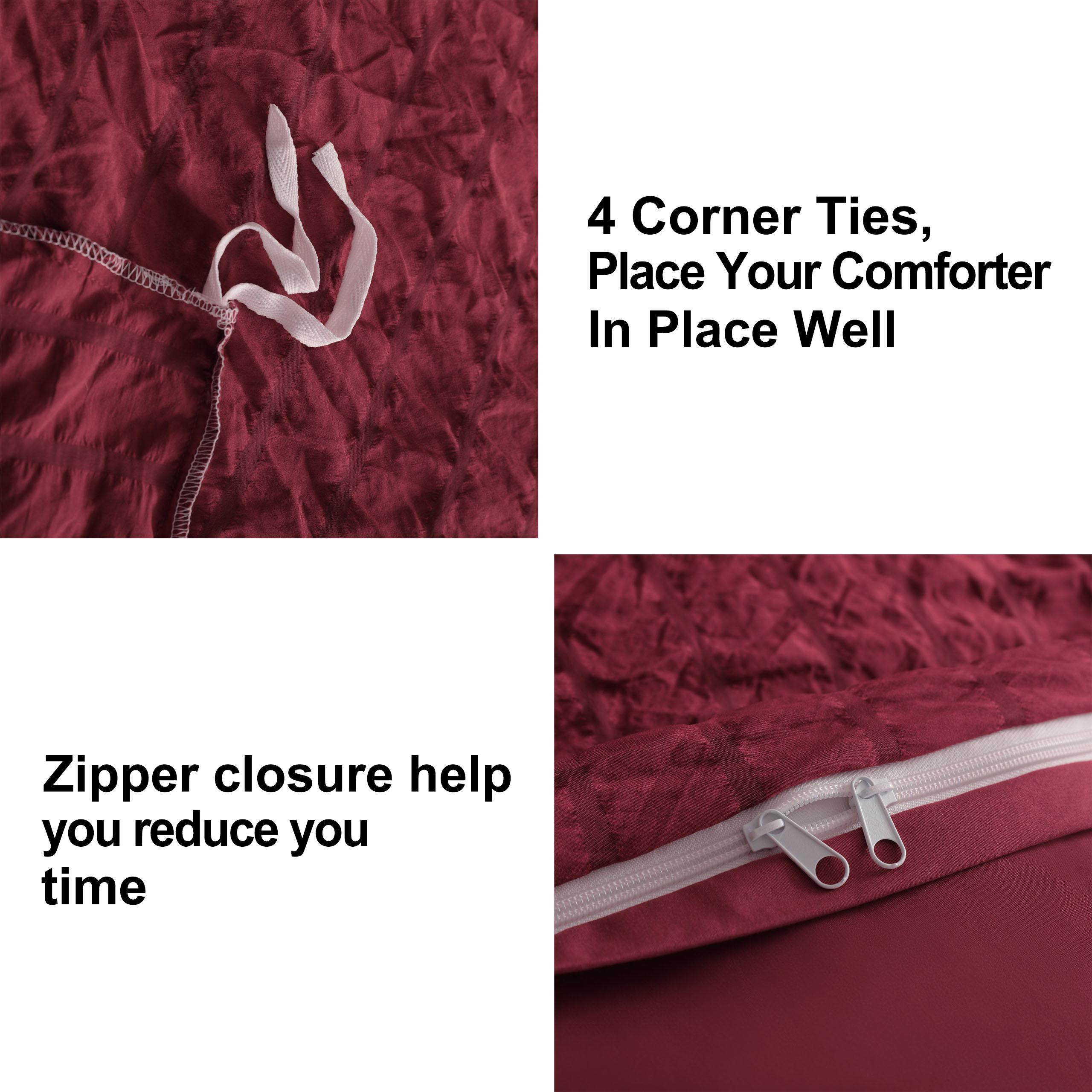 NTBAY Duvet Cover Set, Seersucker Textured Stripe Washed Microfiber Comforter Cover with Zipper Closure