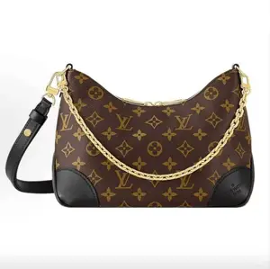 Pre-owned Louis Vuitton Boulogne Monogram Canvas | Black Leather Corners, Microchip Version, Full Authentic | Clutch, Shoulder & Crossbody Handbag