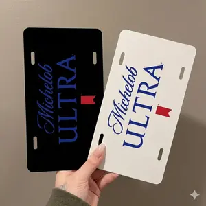 Michelob Ultra License Plate in Black/White, Vehicle Tag, Vintage Tag, Car Accessories, 12 inch x 6 inch