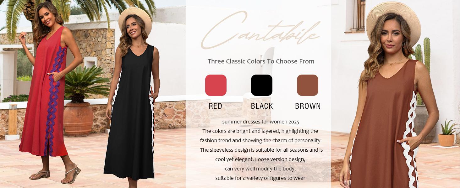 Ebossy Women's Summer Beach Boho Flowy Maxi Dress Casual Sleeveless V Neck Side Slit RIC Rac Tank Dress Ebossy Women's Summer Beach Boho Flowy Maxi Dress Casual Sleeveless V Neck Side Slit RIC Rac Tank Dress