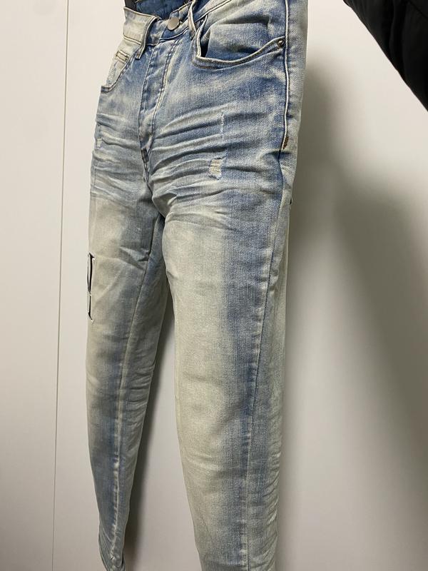 men's jeans fashion trend ripped hole slim fit straight leg men's pants