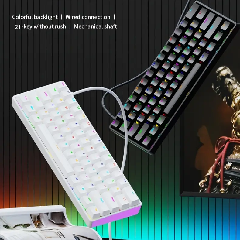 Compact 60% Creamy Hollow-Out Backlit Mechanical Keyboard - PBT Keys, Hot-Swappable, RGB & Micro RGB Lighting, Ergonomic Design, Multi-Platform Compatibility, Custom Keyboard Setup (Computer Accessory), Creamy Keyboard, Compatible Keyboards