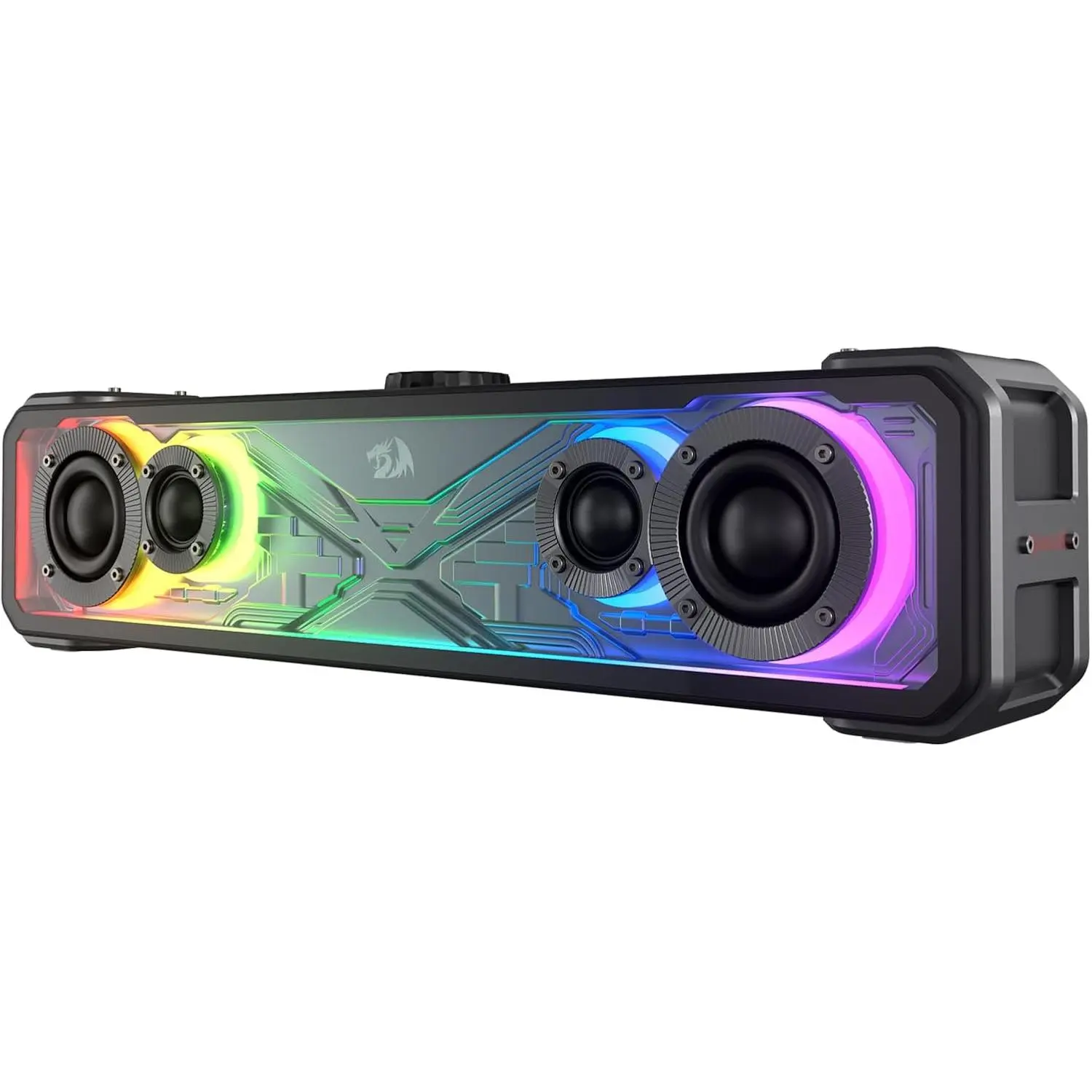 Redragon GS817 RGB 2.0 Channel Gaming Stereo Speaker Soundbar, 30W Max Power Audio System with Touch Control, Bluetooth 5.3 Wireless Streaming, 3.5mm AUX Inputs for Desktop, Black Gaming Accessories