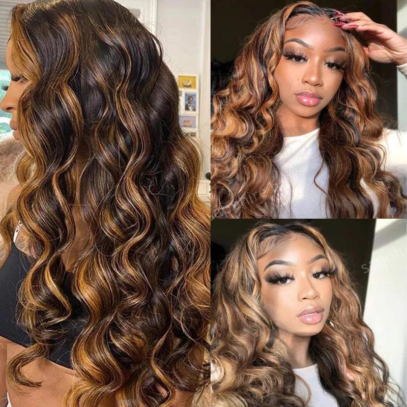 Brown Highlight Body Wave Human Hair Bundles Piano Color Brazilian Hair Ombre Blonde Human Hair Sew in  Quick Weave with Color