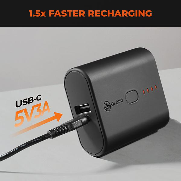 ororo Ultra-Compact Rechargeable Battery for Heated Vests, Heated Jackets, UL-Certified Safe, 7.4V 4800mAh, Made for Heated Apparel