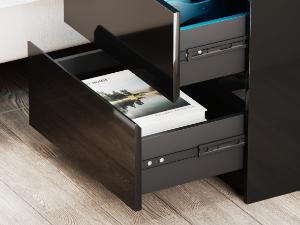 Miuvanity Nightstand Gun Drawer with USB & Type-C Port, LED Light, Modern Design for Office & Bedroom Storage, Includes Charging Station Bedside Table