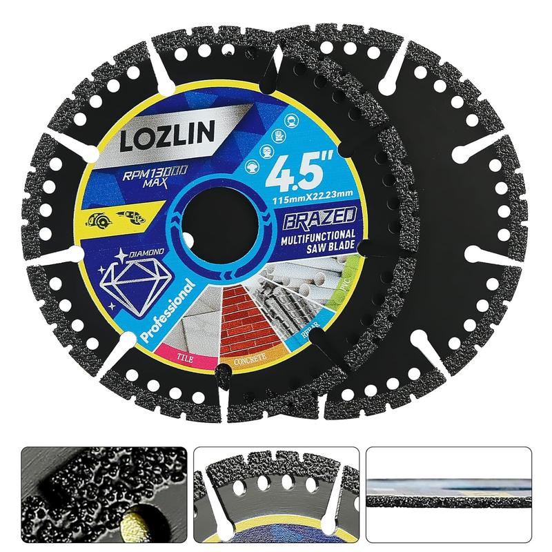 Multi-Functional Saw Blades, 4.5 Inch Diamond Composite Saw Blades, Durable Multi-Purpose Grinding Blades, Heavy-Duty Angle Grinder Grinding Discs, for Cutting Marble, Quartz, Ceramic Tiles, Metal & Plastic