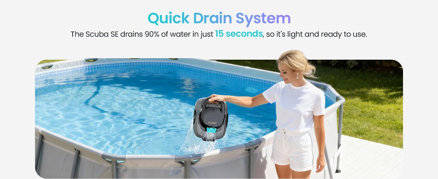 FLAT ABOVE-GROUND POOL CLEANER, AIPER Robotic Pool Cleaner, Cordless Robotic Pool Vacuum, Lasts up to 90 Mins, Ideal for Above Ground Pools