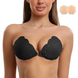 Niidor Backless Strapless Sticky Bra - Invisible Push-Up Lifting Bra with Nipple Covers for Ultimate Comfort and Support Under Any Dress