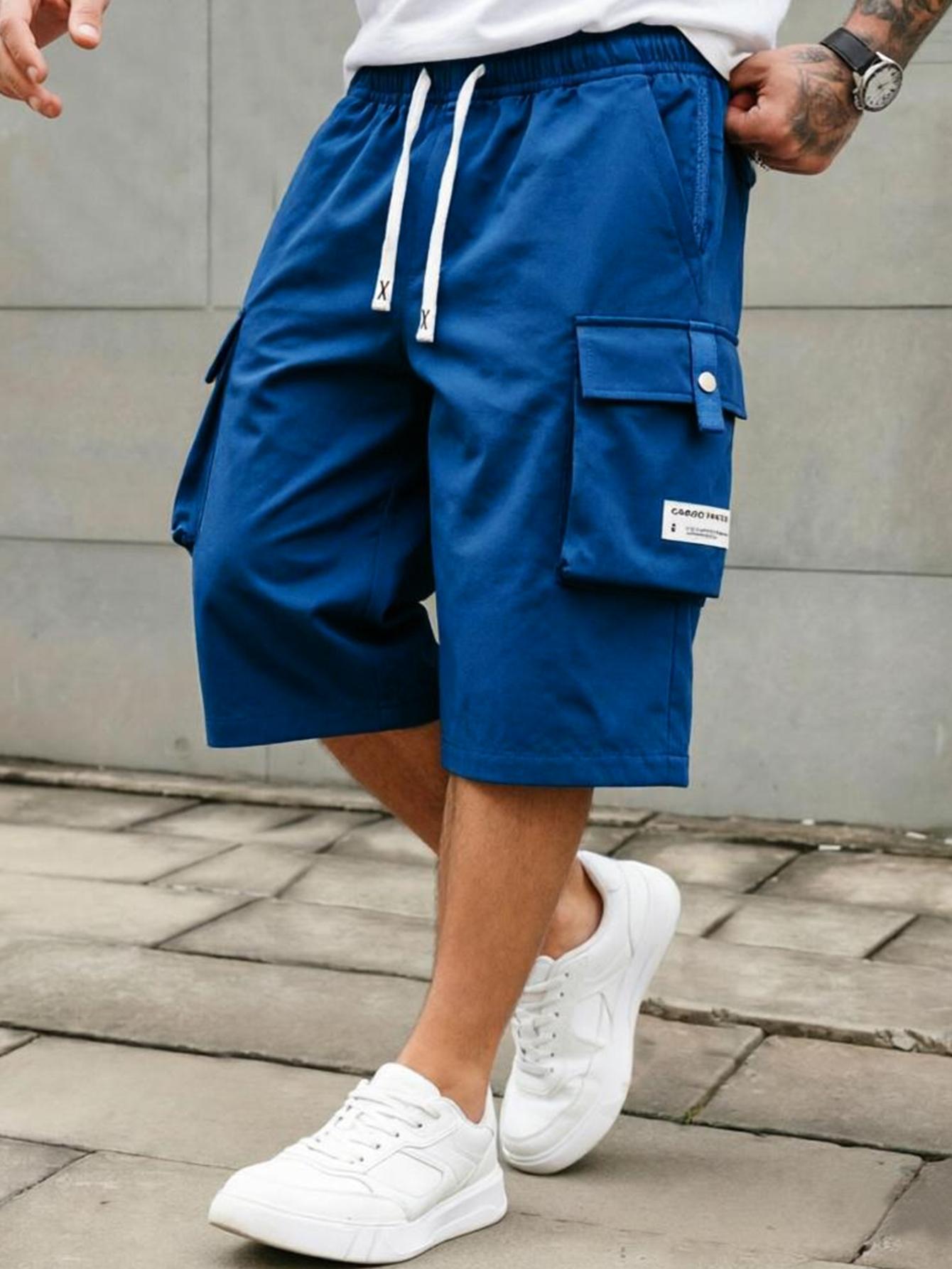 Men's cargo shorts, summer loose-fitting quick-drying athletic capri pants, trendy brand ice silk casual mid-length shorts SpringStatements