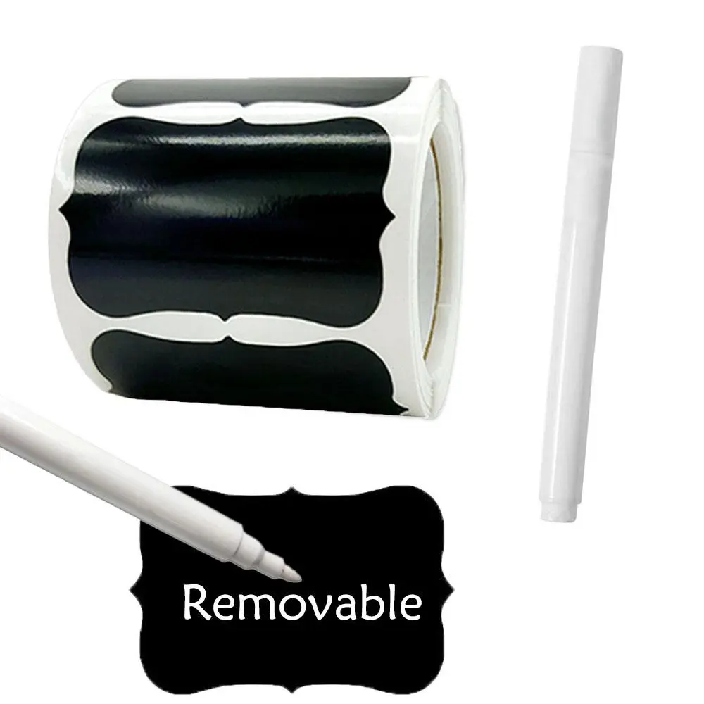 Waterproof Removable Label Sticker with Pen, 120pcs/roll Self Adhesive Label Sticker, Label Sticker for Glass Bottle, Kitchen Condiment Bottle, Tablet, Car Decoration Sticker, Adhesive Stickers, Waterproof Labels, Sticky Labels
