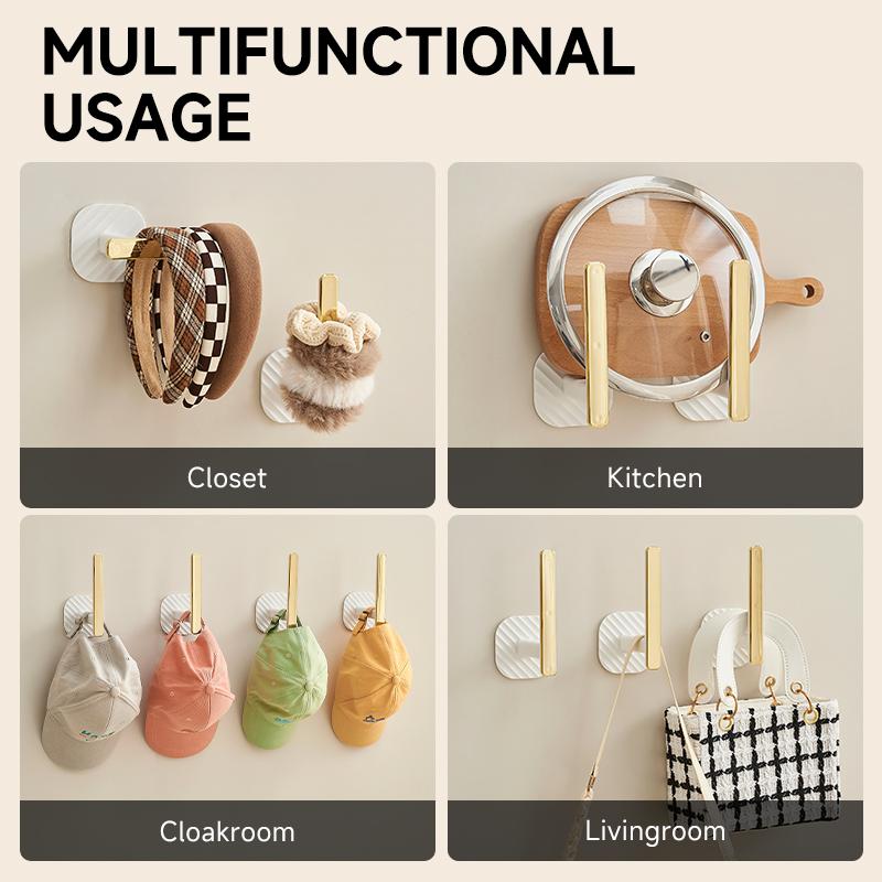 UFORU 6 plastic hooks, multifunctional household storage hooks, can hang keys, hats and towels, self-adhesive hooks, suitable for entrance hallways, bathrooms and bedrooms, Rustproof Wall Mountable Hangers Door Hanging Organizer Organiser