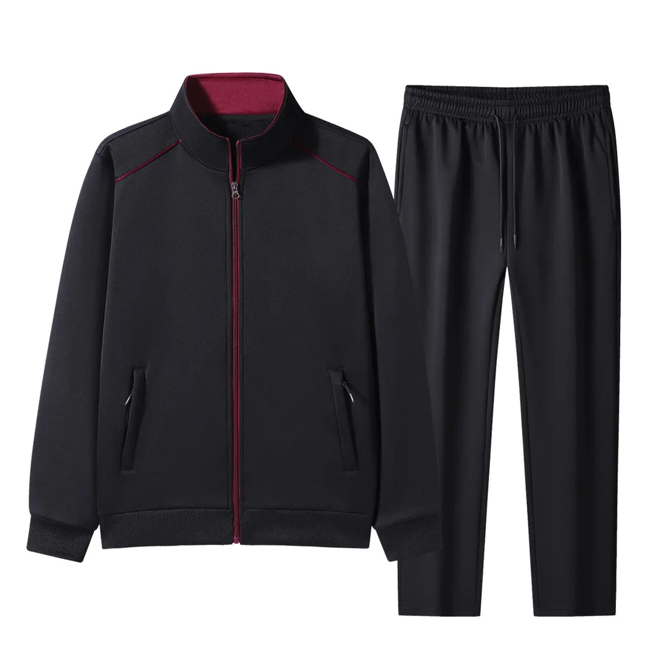 Men’s 2-Pack Slim-Fit Zip-Up Casual Clothing Set for Spring, Autumn