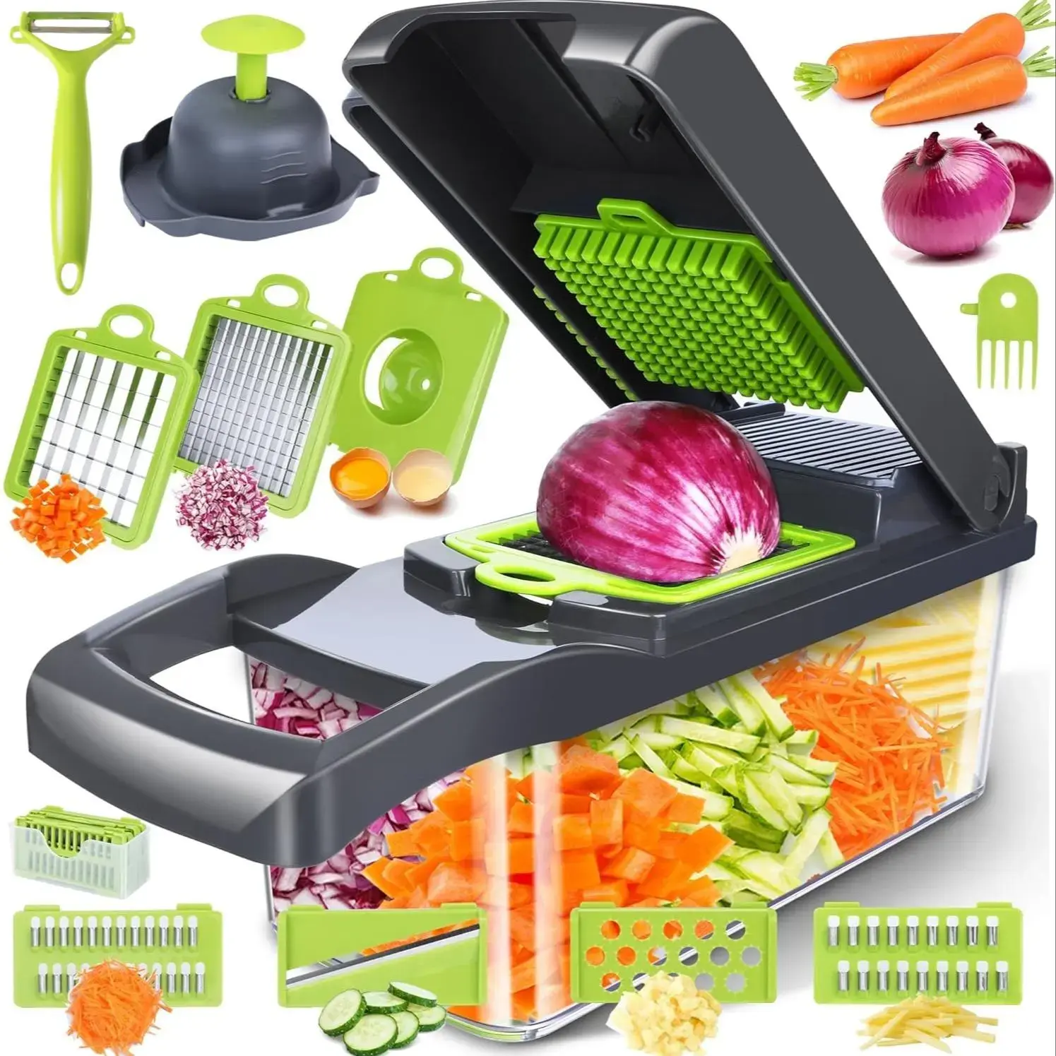 14 in 1 Multifunctional Vegetable Chopper Garlic Chopper Onion Potato Grater Vegetable Cutting Machine Kitchen Accessories Utensils for Efficient Food Preparation