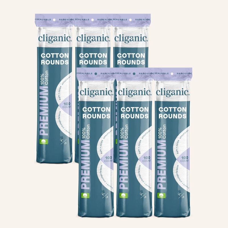 Cliganic Premium Cotton Rounds - Soft and Gentle Texture, Ideal for Daily Use, Available in Multiple Colors Makeup Remover Tool Makeup Puffs