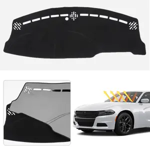 Custom Fit Dash Mat for Dodge Charger 2011-2023 Non-Slip Dashboard Cover Center Console Protector UV Protection Anti-Glare Polyester Black